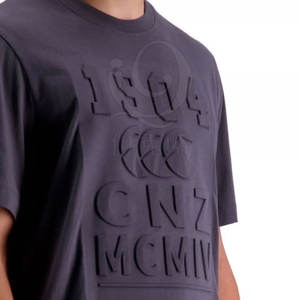 Camiseta de manga corta en relieve con diseño de cuello redondo Camiseta en relieve de mezcla de algodón para hombres con opción de logotipo personalizado - Product Image 6