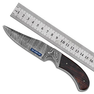 Cuchillo de Caza Damasco Hecho a Mano Personalizable DD-DAM-333, Hoja de Acero Damasco de 0.20 Pulgadas de Grosor, Empuñaduras de Palisandro y Cuero Vacuno - Product Image 2