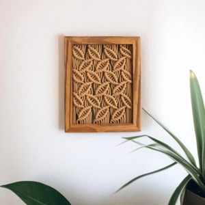 Décoration murale en macramé avec cadre en bois élégant, décoration murale artisanale pour la maison, salon et exposition de célébrations, en provenance d'Inde - Product Image 5