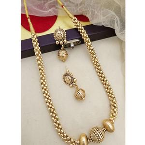 Collier élégant plaqué or de haute qualité avec boucles d'oreilles pour la collection de vêtements de mariage vêtements traditionnels pour les femmes - Product Image 1