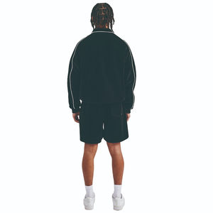 High Quality Winter Fleece Oversized Velour Funnel Neck Character Piping <b>Track</b> Long Sleeve <b>Jacket</b> Cotton Black Man Tracksuit - Product Image 2
