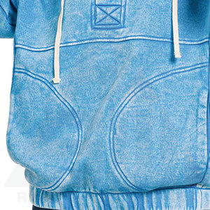 <b>Women</b> Winter Terry Acid Wash Pullover <b>Hoodies</b> Front Logo Option Sky <b>Blue</b> Color High Quality Bulk Orders - Product Image 4