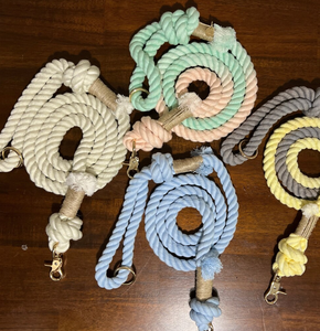 Hand Dyed Creamy <b>White</b> Cotton Rope Dog Leash Premium Stylish Durable Pet Lead for Medium Large Dogs - Product Image 2