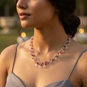 Collier bohème perlé avec strass en cristal, imitation perle, bijoux de mode pour femme, cadeau, forme ronde, fait main - Product Image 2