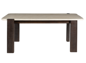 Table à manger de luxe en marbre Bottochino avec pieds entrelacés en bois d'acacia massif à motifs géométriques sculptés à la main - Product Image 6
