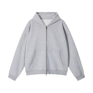 Sweat-shirts à capuche personnalisés à fermeture éclair sans cordon de serrage, en molleton uni surdimensionné, coupe ample, de haute qualité, pour hommes - Product Image 1