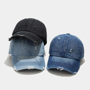 Wholesale <b>Vintage</b> Washed Distressed Denim Polo Trucker Cotton Baseball <b>Cap</b> for Unisex Trendy Jeans <b>Caps</b> - Product Image 3