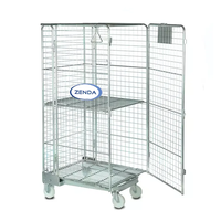 Cage de transport pliable en acier à 4 côtés, finition électro-zinguée brillante, pour laverie, supermarché et transport de palettes