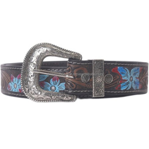 Cinturón de cuero occidental Vaquero Cuero de grano completo genuino Correa de cinturón de moda occidental 38mm de ancho Cinturón en relieve floral con herramientas manuales - Product Image 4