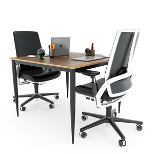 Table minimaliste pour 2 personnes, 100x100cm, en contreplaqué avec revêtement mélaminé, pieds Cone II, HBCN013 - Product Image 3