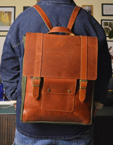 Unisex LCB-0071 Handmade <b>Leather</b> <b>Laptop</b> <b>Backpack</b> Genuine Full Grain Waxed Canvas Vintage Style Personalized Travel Shoulder - Product Image 6