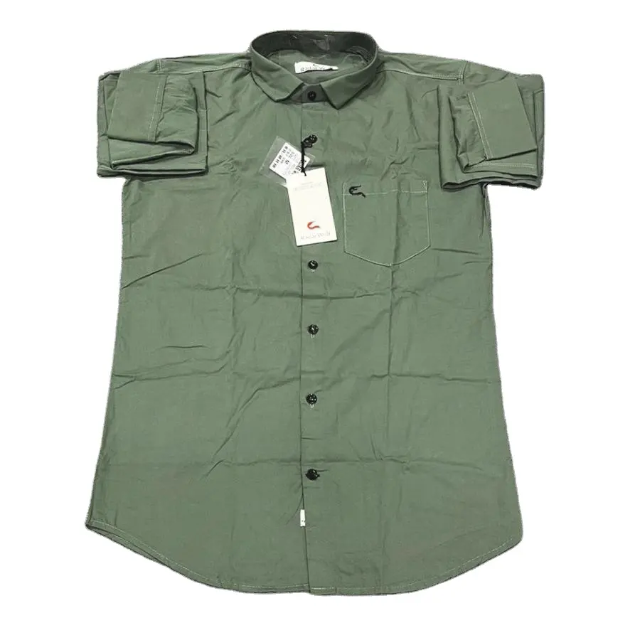 夏メンズ半袖シャツカジュアルヘビーコットンOネックメンズシャツ輸出用卸売価格で販売