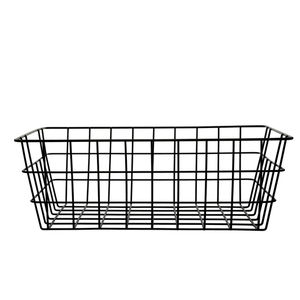 Top Selling New Quality Rectangular <b>Cheap</b> Black Metal Wire Storage <b>Basket</b> with Tabletop Kitchenware Storage <b>Basket</b> - Product Image 1