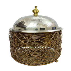 Calentador de alimentos de acero inoxidable con tapa pulida con espejo Suministros de hotel Cazuela de diseñador Recién llegado Olla de metal decorativa - Product Image 4