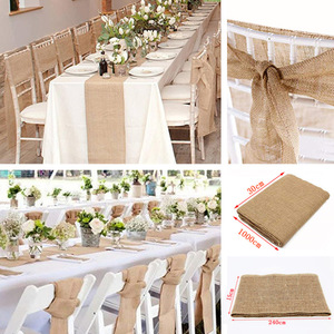 Camino de Mesa Rústico de Encaje Tejido con Flores y Arpillera para Decoración de Bodas, Hogar y Hotel - Azul Polvoriento Directo de Fábrica - Product Image 3