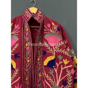 Suzani de algodón étnico único para mujer bordado a mano estilo bohemio acolchado de punto Otoño Invierno Chaqueta corta diseño bohemio - Product Image 1