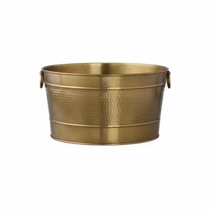 Hammered Style Golden Metal <b>Ice</b> Bucket With <b>Ring</b> Handle Wine Chiller For Bar Ware Parties <b>Ice</b> Bucket With Oval Shape - Product Image 1