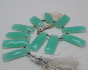 Cuentas de Gema facetada de Calcedonia Natural, cuentas de Briolette suave para fabricación de joyas, superfino, forma rectangular - Product Image 3