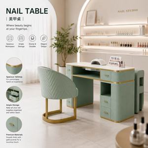 <span class=keywords><strong>Mesa</strong></span> de Manicura Moderna de Lujo con Superficie de Mármol, Colector de Polvo, Cajones de Almacenamiento, Escritorio de <span class=keywords><strong>Uñas</strong></span> Móvil, Muebles <span class=keywords><strong>para</strong></span> Salón de Belleza - Product Image 4