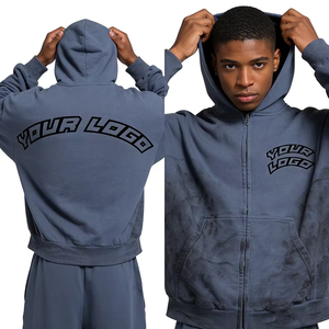 Custom Men's Men Logo Distressed Oversized <b>Zip</b> <b>up</b> <b>Vintage</b> Streetwear Casual Comfortable Long Sleeve Loose Fit <b>Hoodie</b> - Product Image 6