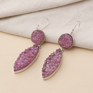 Violet Sugar Druzy <b>Earrings</b> <b>Dangle</b> for Party - Product Image 1