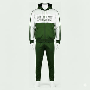 Ensemble de survêtement deux pièces pour homme OEM 100 % polyester, effet délavé, avec veste zippée intégrale et pantalon - Product Image 2