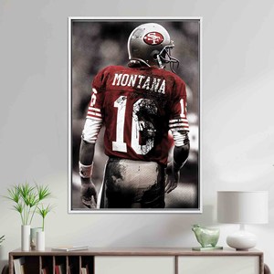 Obra de arte impresa en lienzo: Decoración de fútbol americano de Joe Montana - Diseño elegante y único, lienzo con marco blanco - Product Image 1