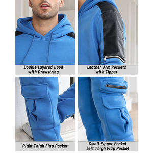 Trajes de chándal personalizados 100% algodón con capucha pantalones de chándal conjunto de 2 piezas chándales hombres de talla grande pulóver Unisex con cremallera - Product Image 5