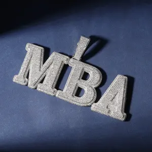 Colgante Personalizado con Nombre en Plata de Ley, Cadena de Eslabones Redondos con Circonitas, Joyería de Moda Hip Hop Unisex, Regalo al por Mayor - Product Image 4