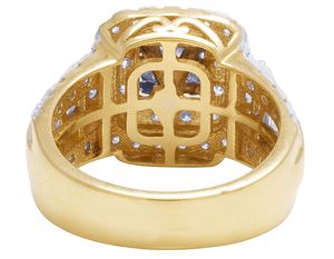 Plaqué or jaune S925 argent Moissanite princesse, baguette et diamant rond Halo Double Halo bague bijoux - Product Image 5