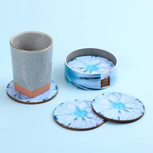 Dessous de verre décoratifs en bois émaillé de créateur Isolation antidérapante Sous-verres en bois antidérapants imperméables Sous-verres en liège à sublimation - Product Image 4