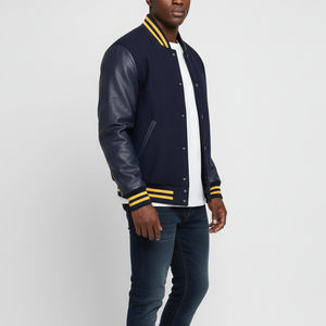 Nouveauté Vestes universitaires pour hommes Style streetwear Design de manches en cuir régulier Faible MOQ Vêtements de rue de baseball Veste d'hiver - Product Image 2