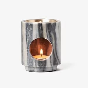 Green Marble Incense Burner <b>Candle</b> Holder with Brass Insert Handmade Stone Aroma Diffuser Tealight Burner for Home Decor Meditat - Product Image 4