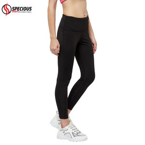 Leggings de yoga taille haute pour femmes, sans couture, en Spandex/Polyester, extensibles dans quatre directions, respirants, gaufrés, unis, évasés, design personnalisé - Product Image 4