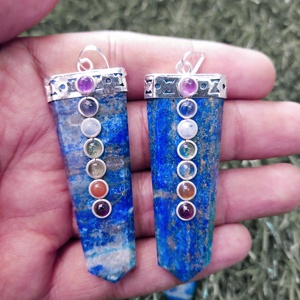 Pendentif crayon plat Lapis Lazuli en cristal naturel de qualité supérieure, tendance, vente en gros, 2023 - Product Image 3
