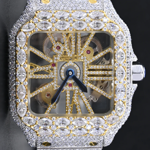 Haute qualité VVS clarté Moissanite diamant montre mode affaires en acier inoxydable Logo personnalisé caché bouton poussoir fermoir Antique - Product Image 1