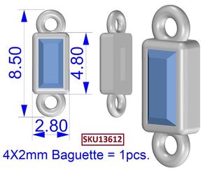 Connecteur de bijoux en argent sterling 925 plaqué or, serti de zircon cubique de haute qualité de couleur rubis, forme baguette, pour la fabrication de bijoux de mariage - Product Image 6