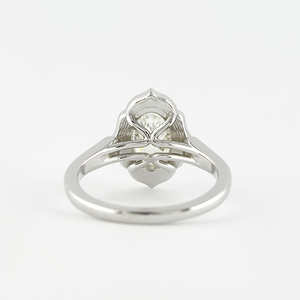 Bague de fiançailles vintage pour femme Milgrain, diamant de laboratoire taille ovale 9x7mm, style Art jhbkDeco, bague de mariage avec halo ovale élégante - Product Image 2