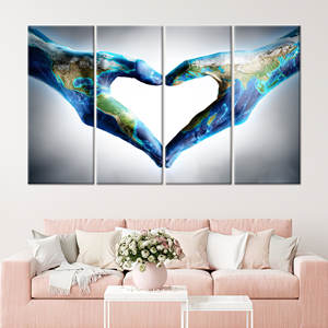 Impresión en lienzo moderna y abstracta de Boho Love Planet - Decoración artística elegante, 4P: estirado sobre lienzo - Product Image 1