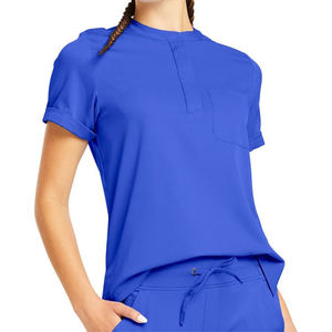 เสื้อสครับคอจีนสำหรับผู้หญิงเสื้อสครับสีแดงเสื้อขัดทางการแพทย์สำหรับผู้ชายผู้หญิง - Product Image 2