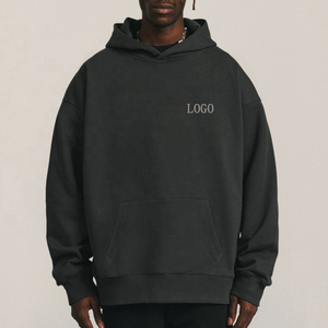 เสื้อครอปผ้าฝ้าย100% มีฮู้ดโอเวอร์ไซส์สำหรับผู้ชายเสื้อครอปโอเวอร์ไซส์เปิดไหล่ทั้งชายและหญิง - Product Image 2