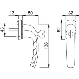 HOPPE 0810S/U10 New York Aluminium Window Handle 32mm F9016 Traffic White Lockable for Blinds <b>Shades</b> & Shutters - Product Image 3