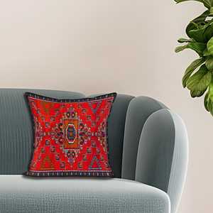 Cojín con Estampado Geométrico Kilim: Funda Tejida a Mano, Toque Étnico, 40"x40" - 100x100cm - Product Image 2