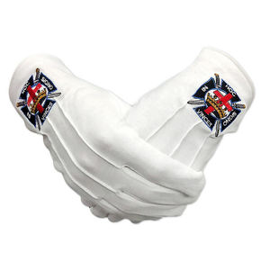 Master Mason Lodge Guantes de cuero con bordado cuadrado y brújula Freemason Regalia Ribbon Fabric Lodge - Product Image 1