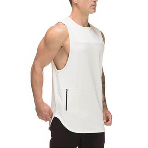 <b>Men's</b> Plus Size Sports Gym <b>Singlet</b> Breathable Knitted Polyester/Cotton V-neck Training Activewear Top Drop Armhole Tank Grey - Product Image 5