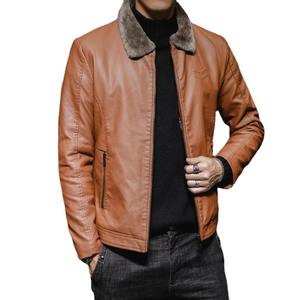 Veste en cuir de haute qualité pour hommes de couleur unie personnalisée OEM nouveau style Streetwear avec fermeture à glissière taille adulte pour l'hiver - Product Image 5