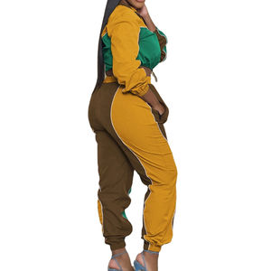 Conjunto de 2 Piezas de Chándal Impermeable de Nailon para Mujer, Chaqueta Cortavientos con Cuello Alto y Cremallera, Traje Cortavientos Sólido para Mujer - Product Image 5