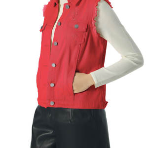 Gilet en jean respirant de qualité supérieure pour femmes, mode décontractée, vêtements d'extérieur multi-poches, service OEM, gilet en jean pour femmes - Product Image 4