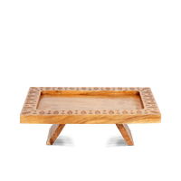 Ensemble brûleur de bakhoor artisanal éco-responsable en bois de manguier Bela, avec boîte de rangement et plateau sculpté, pour encens aromatique arabe décoratif