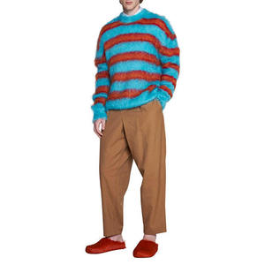 Chandails pour hommes fabriqués sur mesure OEM prix de gros pull en tricot à col ras du cou à rayures pelucheuses pull en tricot moelleux - Product Image 2